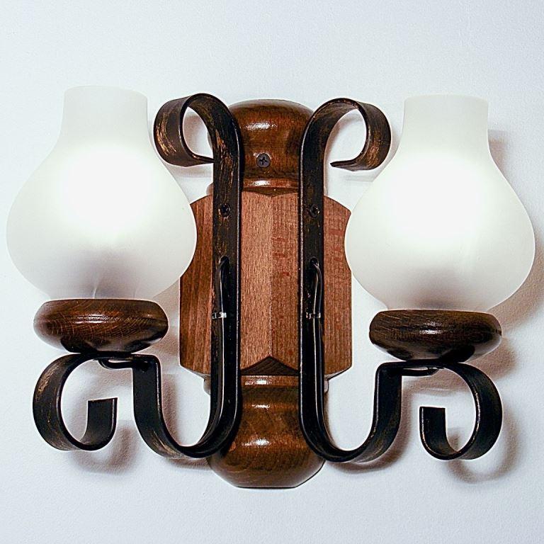 Aplica de perete rustica fabricata manual din lemn Rustic WOOD-RU-AP2, corpuri de iluminat, lustre